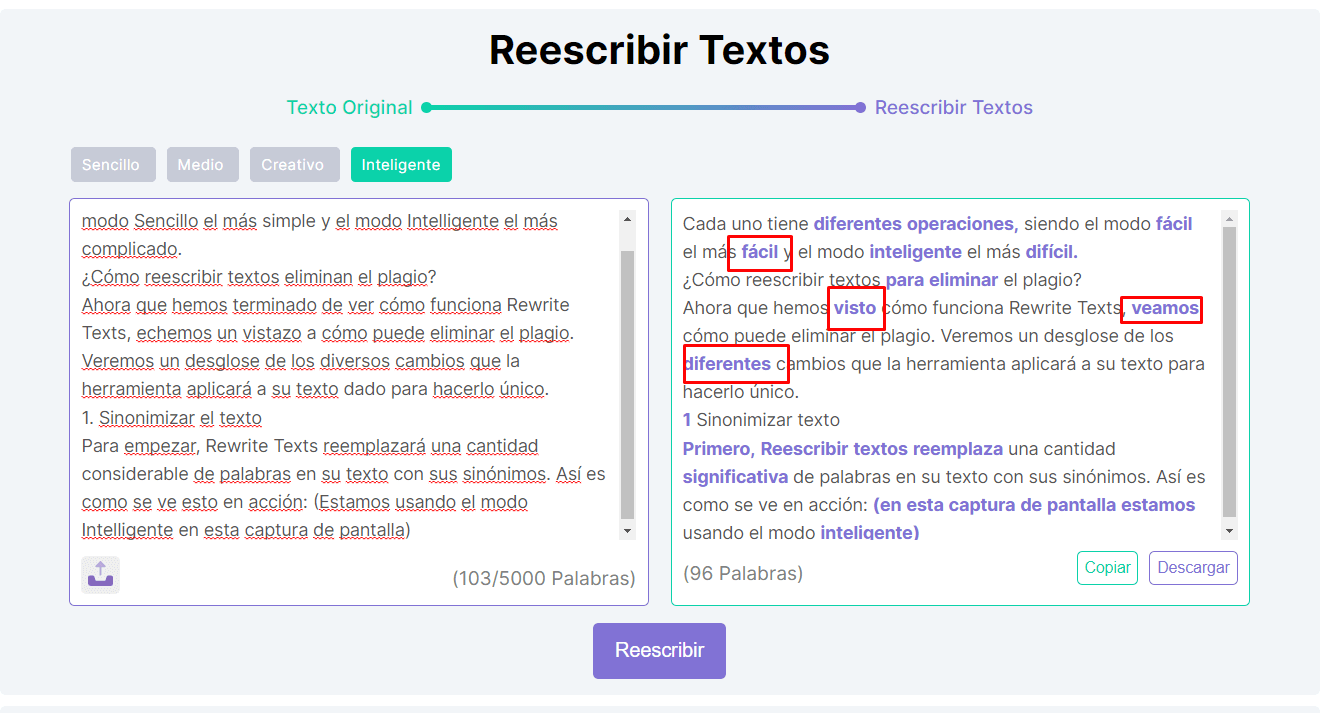 Sinonimizar el texto