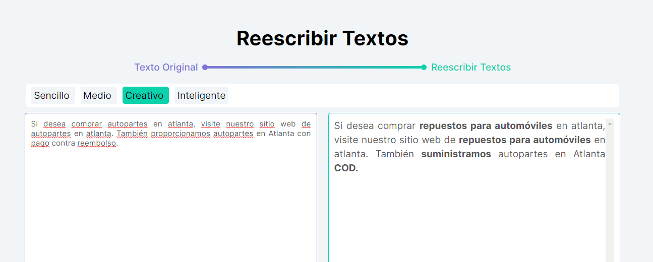 variaciones de palabras