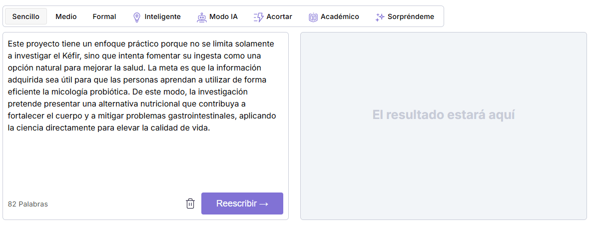 Pasos para usar Reescribir Textos