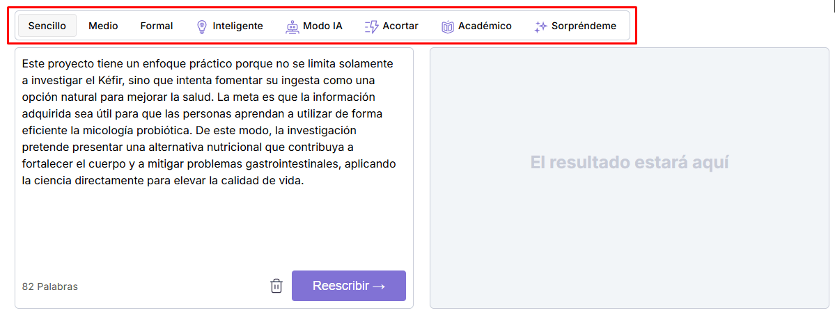 Seleccionar modos